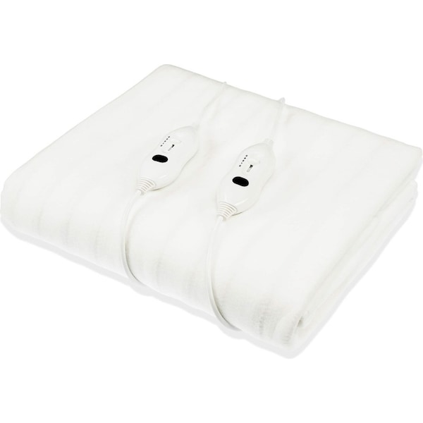Laura Hill Electric Blanket Queen Size Fitted Underlay Winter Throw - White