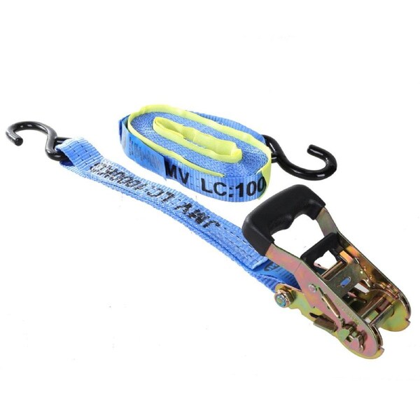 2 x JMV 6M x 35MM Ratchet Strap Tie Down Assembly - L/C 1000kg - S-Hook