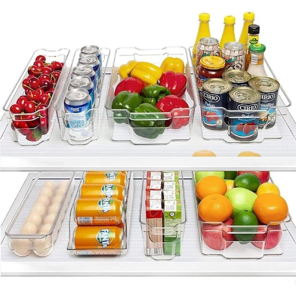 8 Pack Fridge Organizer Bins, Clear Refrigerator Pantry Organizer , BPA-Free Food Storage Containers