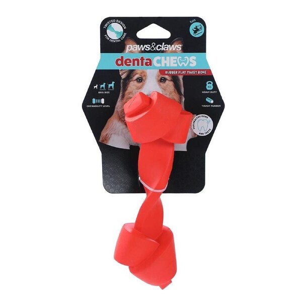 Paws And Claws 22.8x7.6x5.9cm Denta Chews Flat Twist Bone Dog/Pet Toy Assorted