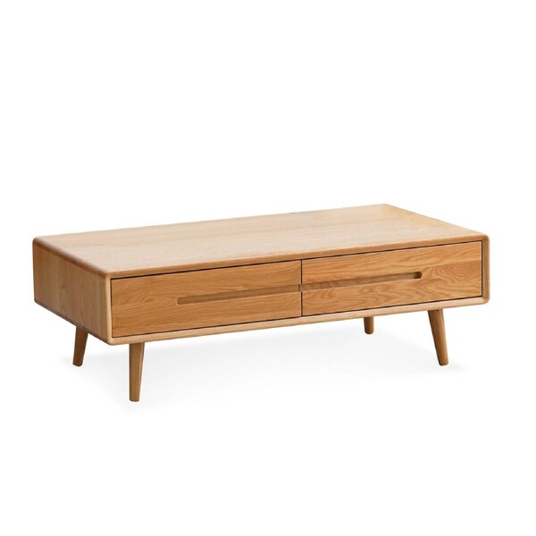 MIUZ Modern Coffee Table Drawer Storage Wooden Organizer TV Stand Entertainment American Oak 120cm