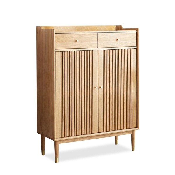 MIUZ 4 Tier Shoes Cabinet Storage Shoe Box Organiser Rack With Shelves Drawers Wardrobe Solid Oak