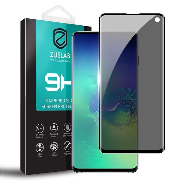 ZUSLAB Galaxy S10 Privacy Screen Protector, Tempered Glass Case Friendly 9H Hardness Anti Spy for Samsung