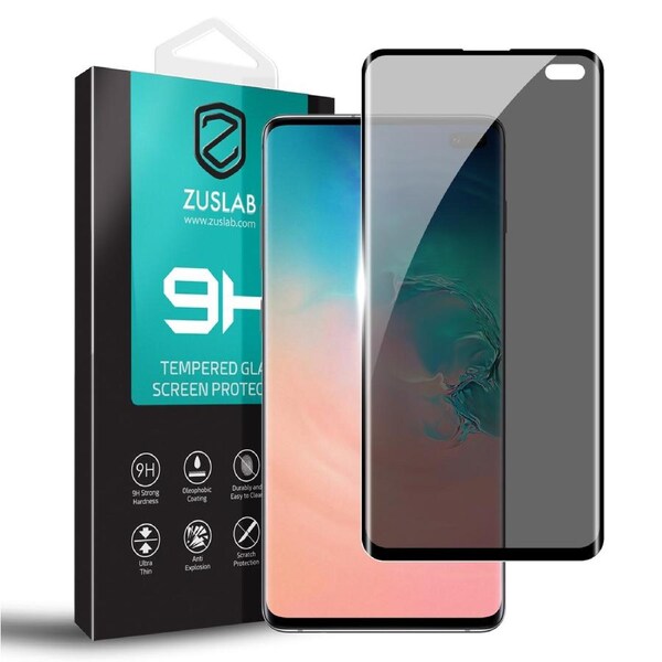 ZUSLAB Galaxy S10+ / S10 Plus Privacy Screen Protector, Tempered Glass Case Friendly 9H Hardness Anti Spy for Samsung