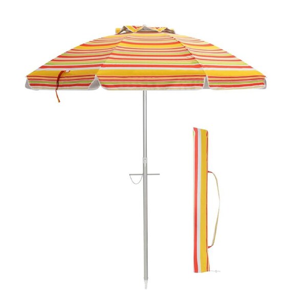 Costway Outdoor Umbrella Beach Canopy Sun Shade Tilting Parasol Shelter UPF50+ Garden Patio Deck w/Carry Bag Yellow