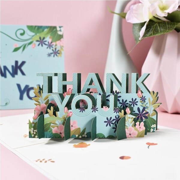 Magic Pop Up Thanks Giving Card 3D Happy Greeting Thank You 15x20cm with an envelope