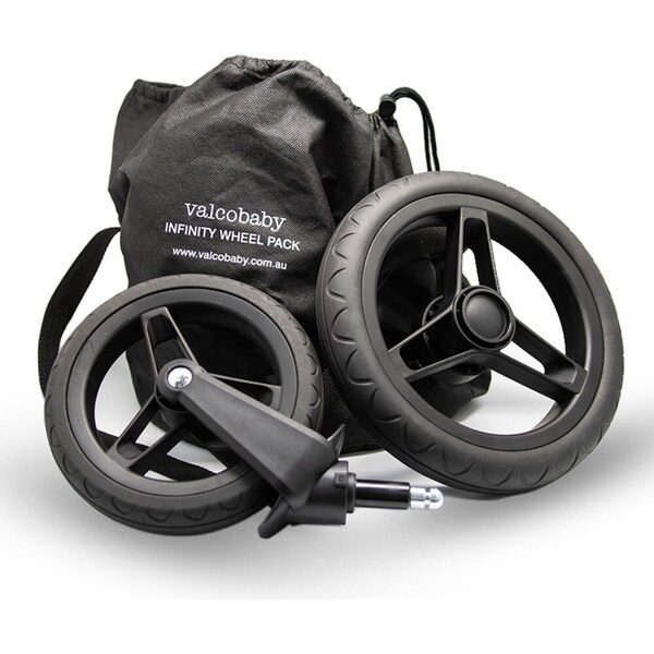 4pc Valcobaby Infinity Tyre/Wheels Set For Snap Single/Duo Strollers/Prams Black