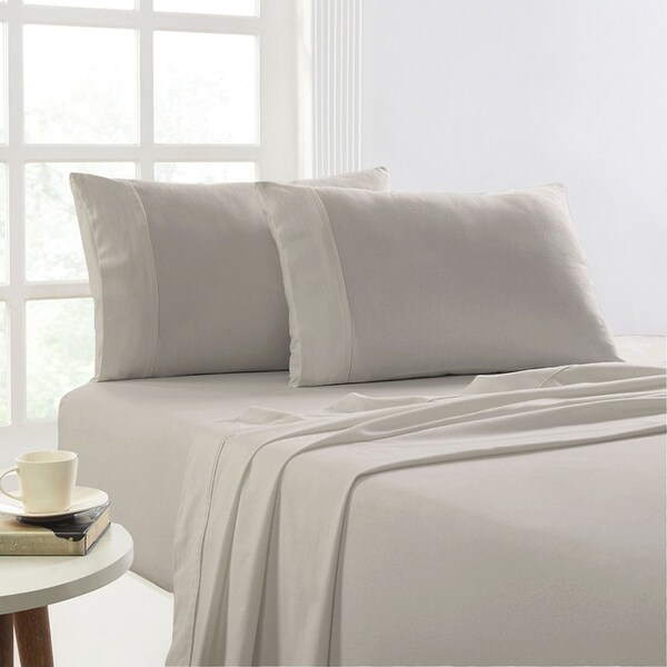 Park Avenue King Bed Flannelette Fitted Sheet Set 175GSM Egyptian Cotton Sand