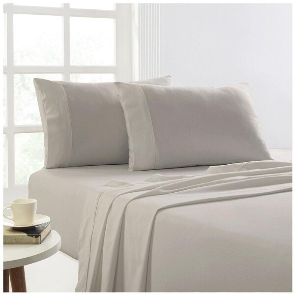 Park Avenue Double Bed Flannelette Fitted Sheet Set 175GSM Egyptian Cotton Sand