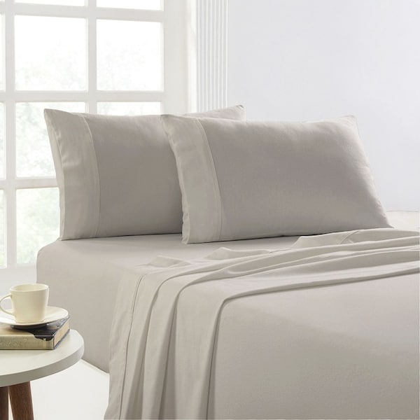 Park Avenue Mega King Bed Flannelette Fitted Sheet Set 175GSM Egypt Cotton Sand
