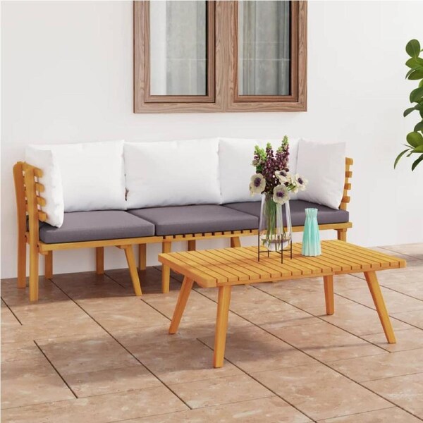 3 Piece Garden Lounge Set with Cushions Solid Wood Acacia vidaXL