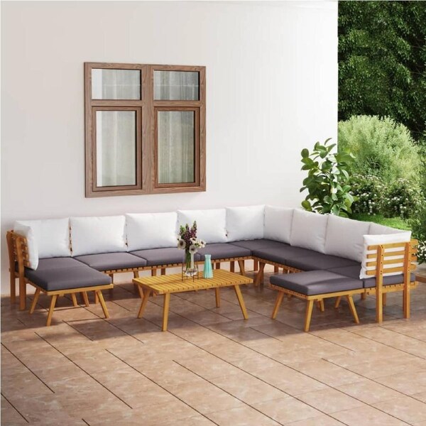 11 Piece Garden Lounge Set with Cushions Solid Wood Acacia vidaXL