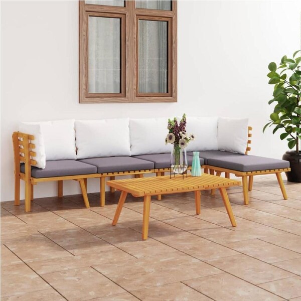 6 Piece Garden Lounge Set with Cushions Solid Wood Acacia vidaXL