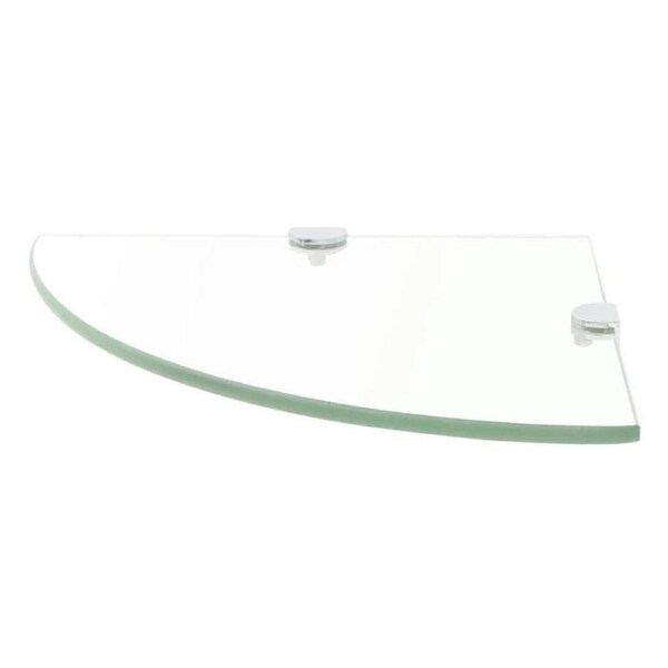 Corner Shelf with Chrome Supports Tempered Safety Glass Clear 25x25 cm