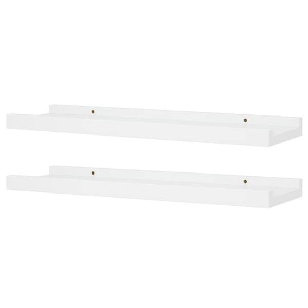 Floating Wall Shelf X2 Pieces White Ledge Picture Shelves