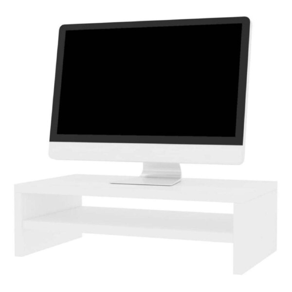 White Computer Monitor Stand With Storage Shelf TV Laptop Screen Platform Riser