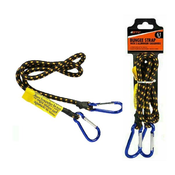 61cm Heavy Duty Bungee Cord with 2 Carabiner Hook Set Bungee StrapLength