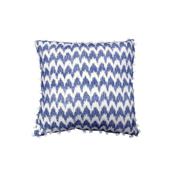 Valtina Pom Pom Blue Filled Cushion J.Elliot Home