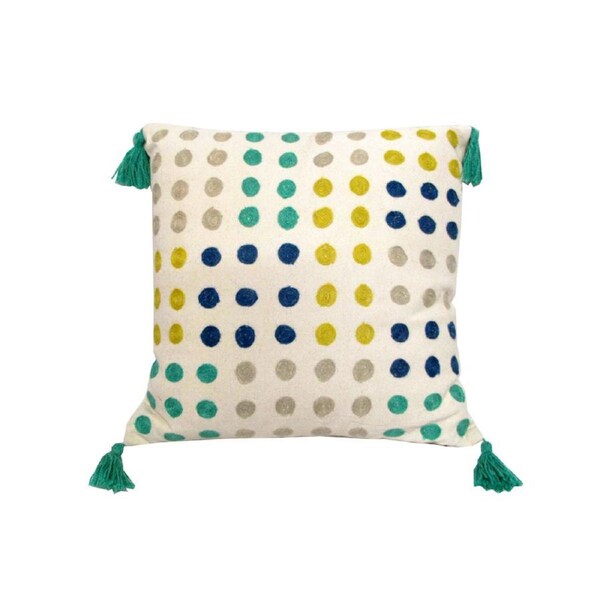 Polka Dots Tassel Blue Filled Cushion 43 x 43 cm J.Elliot Home