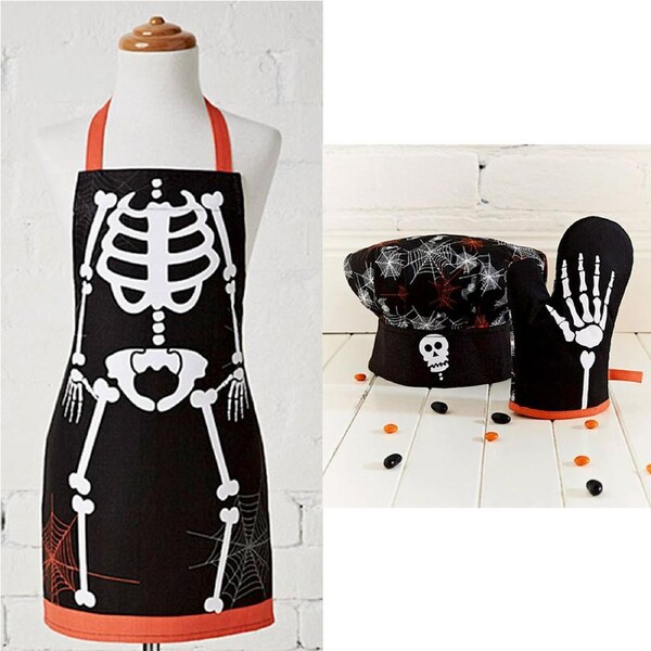 Cubby House Kids Set of 3 Skeleton Halloween Children Kids Kitchen Chef Set by Ladelle