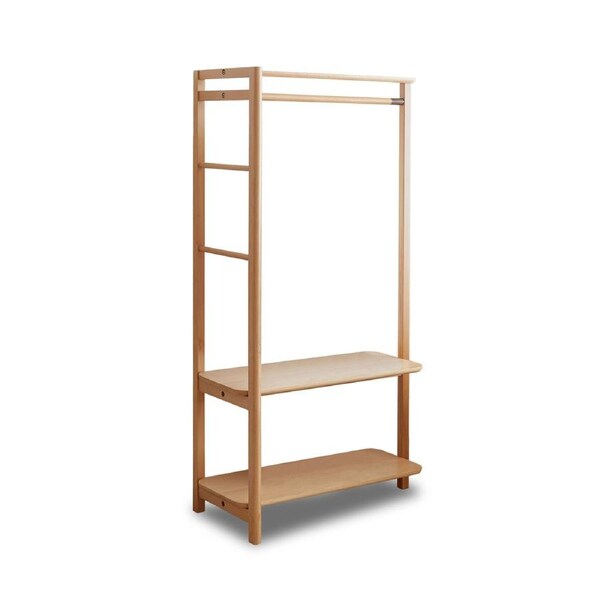 MIUZ Clothing Rack Clothes Garment Coat Hangers Stand Solid Wood Display Stand 2 Tier