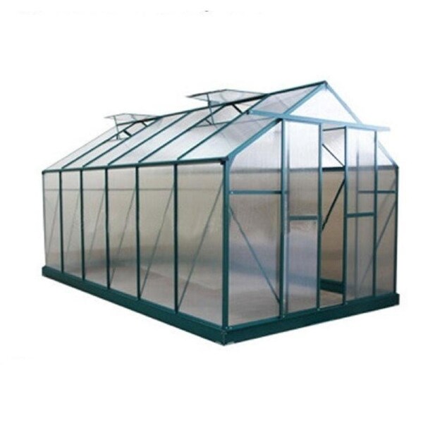 Polycarbonate & Aluminium Walk-in Greenhouse L319xW260xH165/258cm Green 6mm Double-Walled Panel