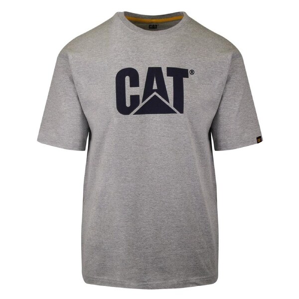 Caterpillar T Shirt Men CAT Short Sleeve TM Logo Tee T- Shirt Cotton Top - Heather Grey Small