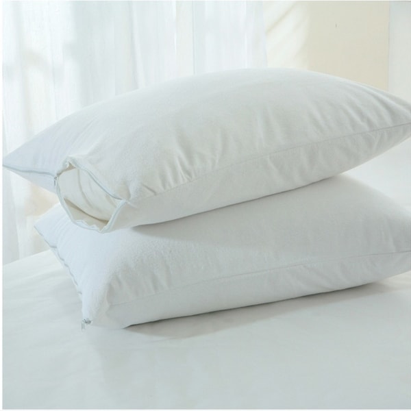 2 x Waterproof Pillow Protector Terry Cotton Cover Standard Size 48x73cm Breathable Anti Allergy
