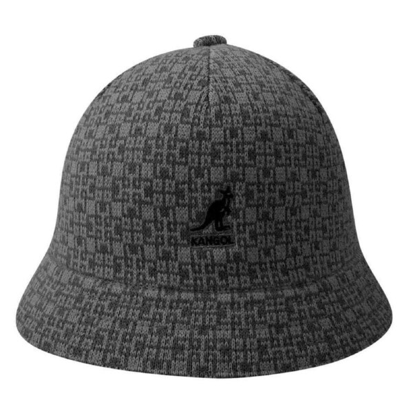 Kangol Kids Escher Check Casual Bucket Hat Round Childrens - Black Kids Large
