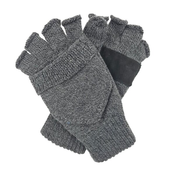 Dents 3M Thinsulate Lined Half Finger Fingerless Knit Gloves/Mittens in Charcoal Medium