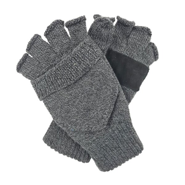 Dents 3M Thinsulate Lined Half Finger Fingerless Knit Gloves/Mittens in Charcoal Large