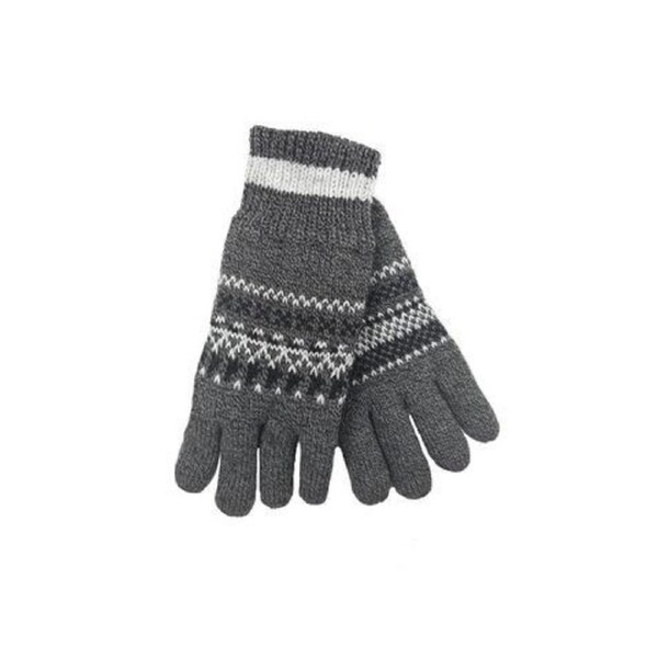 Dent's Mens Thinsulate Lined Fairisle Knit Gloves - Black/Grey Large