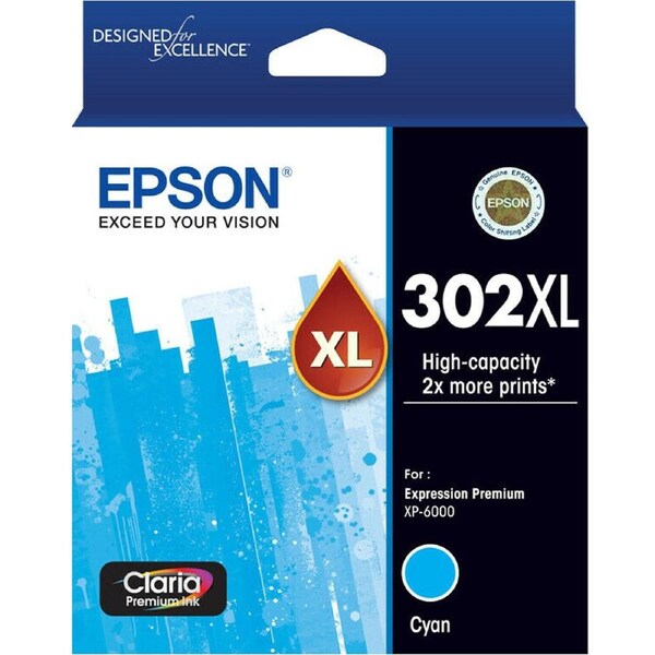 Original Epson 302XL Cyan Ink Cartridge Toner Claria Premium T01Y292