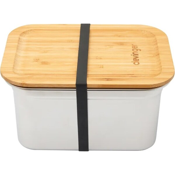 Clevinger 2000ml Stainless Steel Snack Box Lunch Container w/ Bamboo Lid White