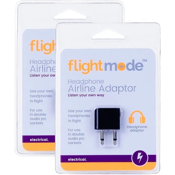 2x Flightmode Airplane Stereo Socket Audio Adapter For 3.5mm Headphone/Headset B