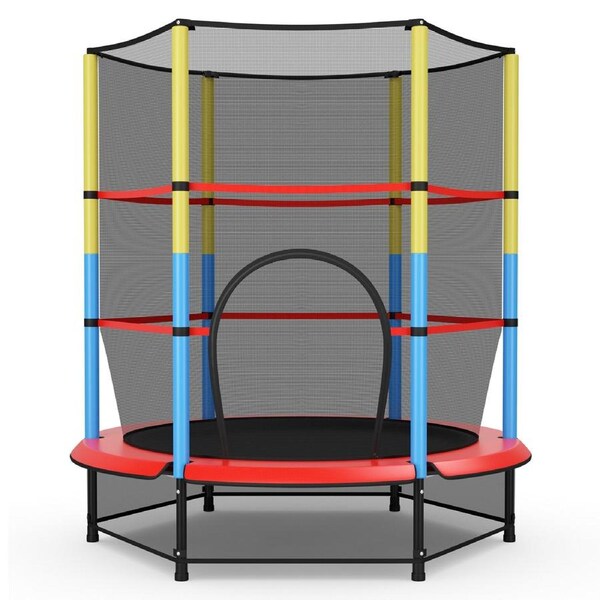 Costway 55" Trampoline Round Trampoline w/Security Net Enclosure Pad Indoor Outdoor Jumping Gift