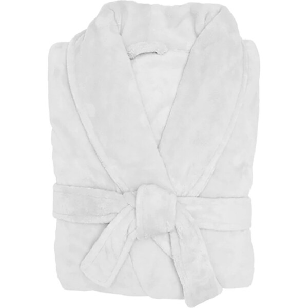 Bambury M/L 122cm Microplush Unisex/Mens/Womens Adult Soft Plush Bath Robe White
