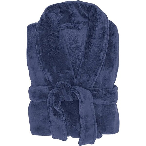 Bambury S/M 120cm Microplush Unisex/Mens/Womens Adult Soft Plush Bath Robe Denim