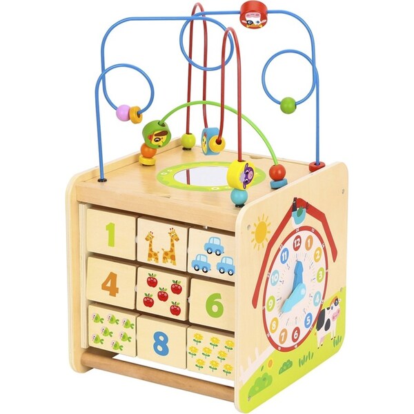 Tooky Toy Wooden Play Cube Centre Farm Kids/Children w/Tiles/Maze/Puzzle 18m+