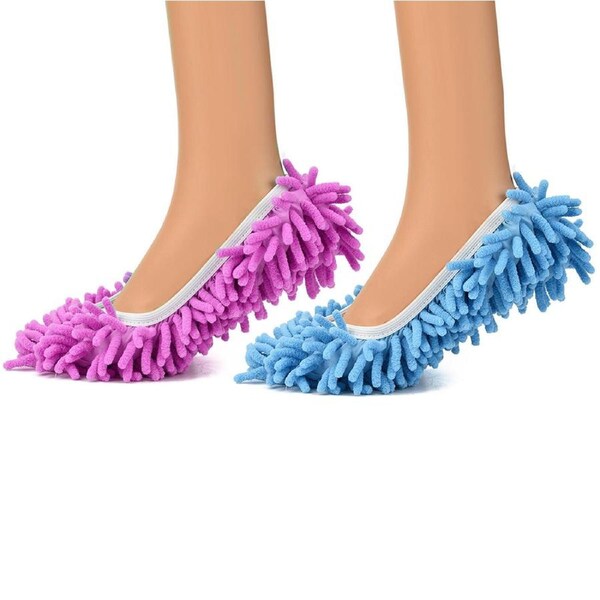 4pc Lazy Housekeeper Mop Slippers Microfibre Soles Floor Home Cleaner Assorted