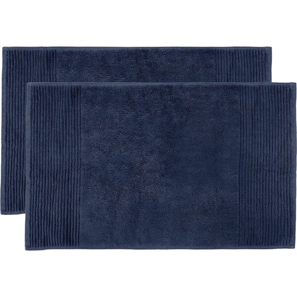 2pc Bambury 48x78cm Soft Cotton Elvire Absorbent Bathroom Mat/Pad Navy 800GSM