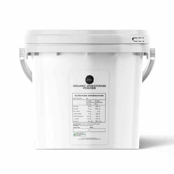 2Kg Orku Organic Wheatgrass Powder Tub - 100% Pure Wheat Grass Leaf Superfood