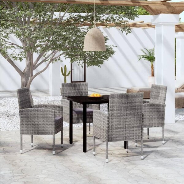 5 Piece Garden Dining Set Anthracite vidaXL