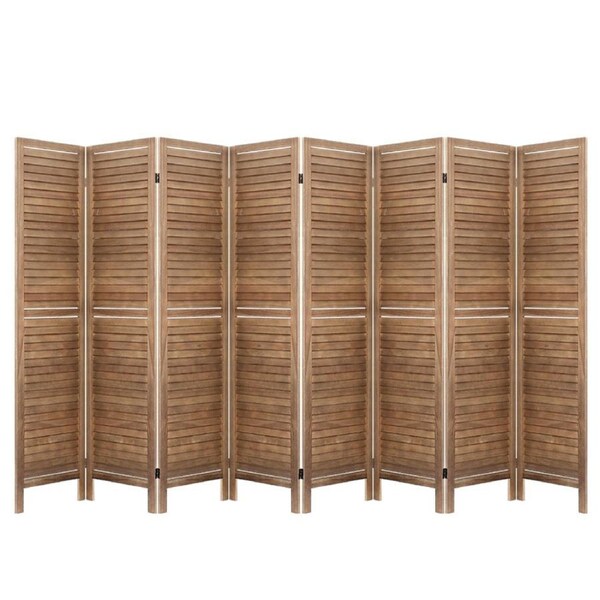 Wooden Room Divider Screen 8 Panel - Brown