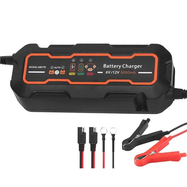 OZNALA Automatic 5A 6V/12V Smart Battery Charger Trickle SLA AGM Car Truck Boat Motorcycle Caravan