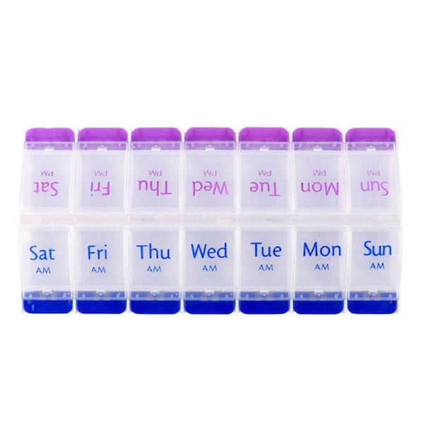 OZNALA 14 Slot 7-Day Pill Box Medicine AM/PM Medication Organiser Weekly Case Travel Dispenser