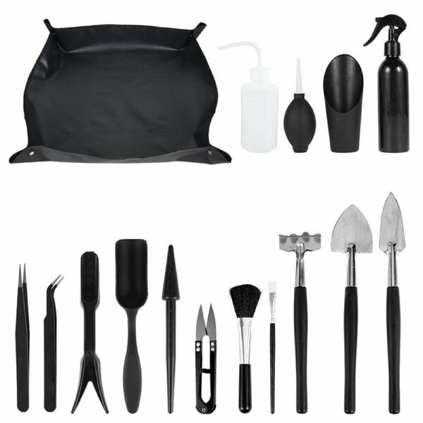 OZNALA 16pcs Mini Garden Tool Kit Potted Succulent Plant Trimming Bonsai Hand Tools