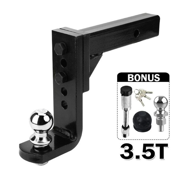 OZNALA 3500KG Adjustable Height Tow Hitch Ball Towbar Drop Mount Tongue Trailer Tow Bar