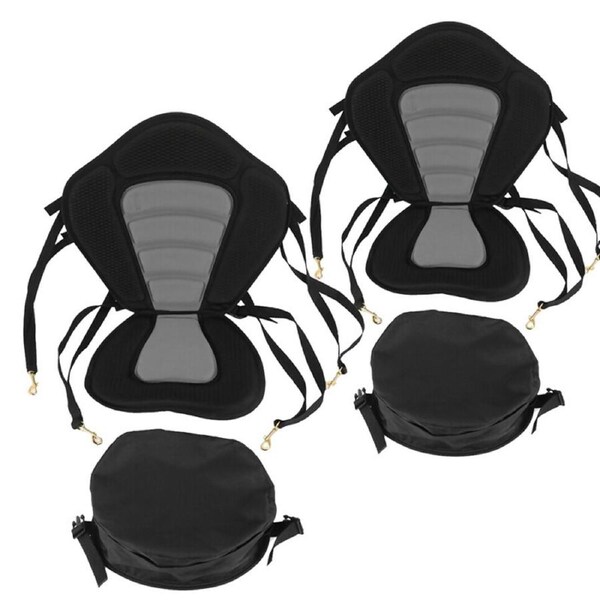 OZNALA 2X Adjustable Canoe Kayak Seat Padded Cushion Detachable BackPack Bag Hook Strap