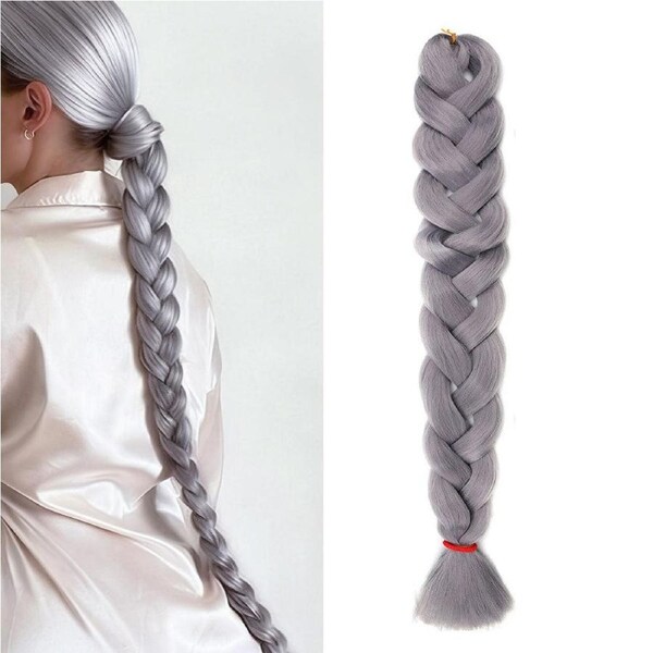 62cm Synthetic Braiding Hair Extensions - Metal Grey